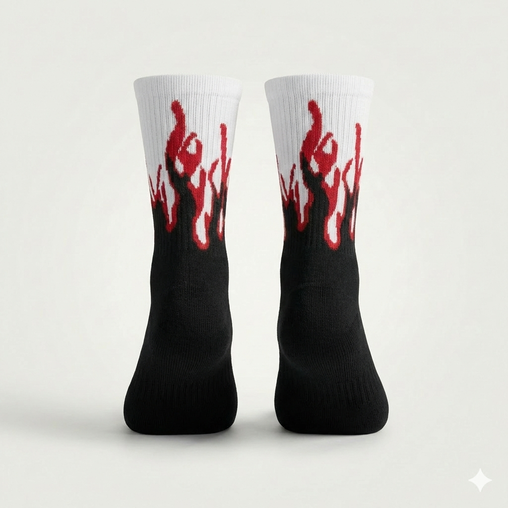 Black Inferno Flame Bamboo Cotton Socks