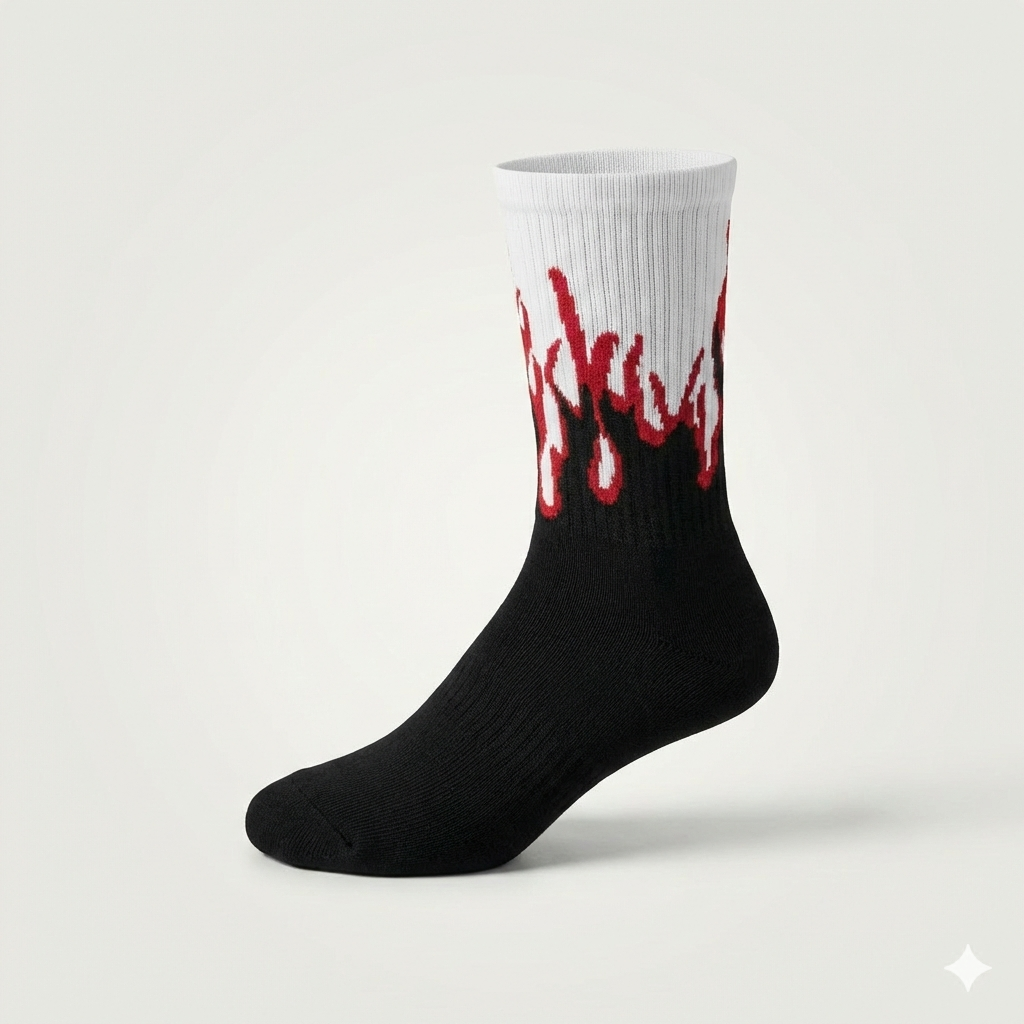 Black Inferno Flame Bamboo Cotton Socks